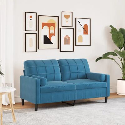 Canapé 2 Places Velours Bleu Vidaxl - Mobilier Moderne - Publicité Canapé 2 Places Velours Bleu Vidaxl - Mobilier Moderne - Publicité