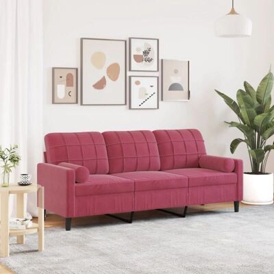 VidaXL 3-personers Velour Sofa - Bordeaux Rød - Sofa VidaXL 3-personers Velour Sofa - Bordeaux Rød - Sofa