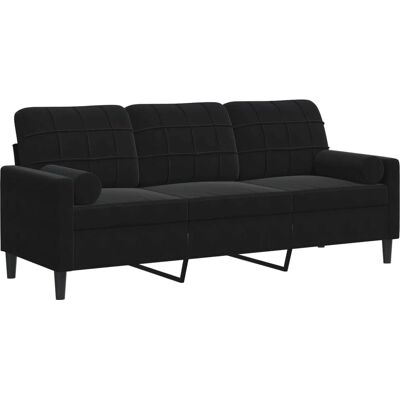vidaXL 3-personers velour sofa - Moderne sort loungemøbel vidaXL 3-personers velour sofa - Moderne sort loungemøbel