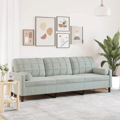 Vidaxl 3-Sitzer Sofa Samt Hellgrau - Sofa Vidaxl 3-Sitzer Sofa Samt Hellgrau - Sofa