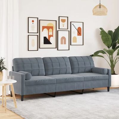 vidaXL Canapé velours 3 places - Moderne, Gris foncé, 210cm - Publicité vidaXL Canapé velours 3 places - Moderne, Gris foncé, 210cm - Publicité