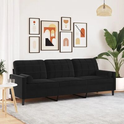 Vidaxl Canapé en velours 3 places Noir - Mobilier - Publicité Vidaxl Canapé en velours 3 places Noir - Mobilier - Publicité