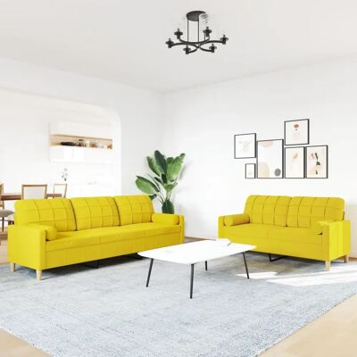 Ensemble Canapés VidaXL 2 Pièces Tissu Jaune - Publicité Ensemble Canapés VidaXL 2 Pièces Tissu Jaune - Publicité