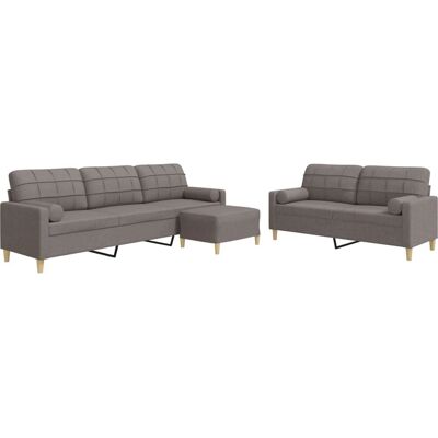VidaXL stue møbelsæt - Taupe - Sofa, 2 & 3 Sæder, Fodskammel VidaXL stue møbelsæt - Taupe - Sofa, 2 & 3 Sæder, Fodskammel