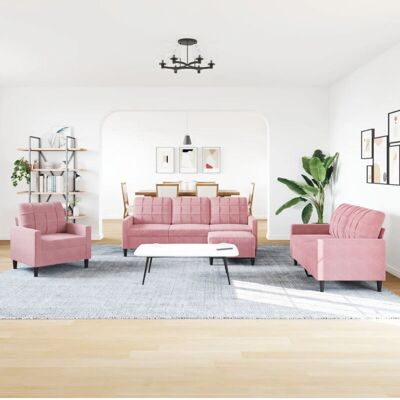 vidaXL Sofa-Set Pink Velours 4-teilig vidaXL Sofa-Set Pink Velours 4-teilig