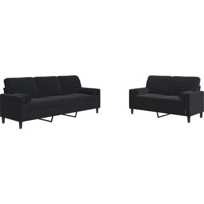 Ensemble de Mobilier de Salon VidaXL - Noir - Canapé, 2 et 3 Places, Pouf - Publicité Ensemble de Mobilier de Salon VidaXL - Noir - Canapé, 2 et 3 Places, Pouf - Publicité