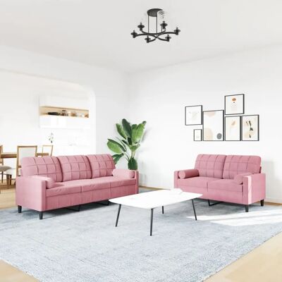 vidaXL Ensemble de Canapés Velours Rose - Sofa Set - Publicité vidaXL Ensemble de Canapés Velours Rose - Sofa Set - Publicité