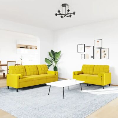 vidaxl - Ensemble de canapés avec coussins 2 pièces velours jaune - Ensemble de sofas - Publicité vidaxl - Ensemble de canapés avec coussins 2 pièces velours jaune - Ensemble de sofas - Publicité
