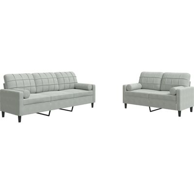 Conjunto 3 sofas VIDAXL avec coussins et rouleaux gris clair - Publicité Conjunto 3 sofas VIDAXL avec coussins et rouleaux gris clair - Publicité