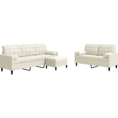 VIDAXL Sofaset - Samt Créme Velours - 3 Stück VIDAXL Sofaset - Samt Créme Velours - 3 Stück