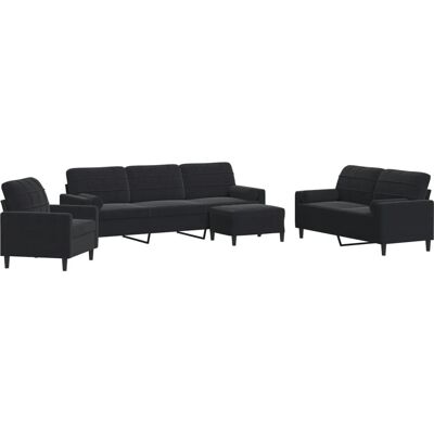 VIDAXL Schwarzes Samtvorleger Set mit Kissen & Rollen VIDAXL Schwarzes Samtvorleger Set mit Kissen & Rollen