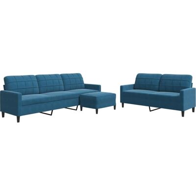 Ensemble de Canapés en Velours Bleu vidaXL 3 Pièces - Publicité Ensemble de Canapés en Velours Bleu vidaXL 3 Pièces - Publicité