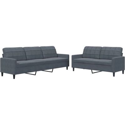 Vidaxl - Jeu de canapés avec coussins 2 pièces velours gris foncé - Publicité Vidaxl - Jeu de canapés avec coussins 2 pièces velours gris foncé - Publicité