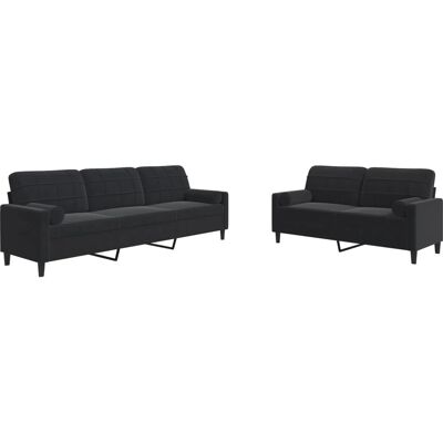 vidaXL Ensemble de Mobilier pour Salon - Velours Noir Moderne - Publicité vidaXL Ensemble de Mobilier pour Salon - Velours Noir Moderne - Publicité