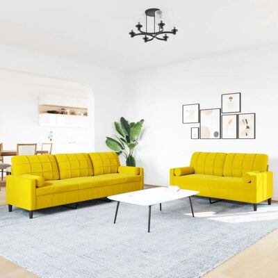 Ensemble de canapés en velours jaune vidaXL - 2 pièces - Publicité Ensemble de canapés en velours jaune vidaXL - 2 pièces - Publicité