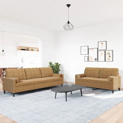 VIDAXL Sofaset - Brauner Samt 2 & 3-Sitzer VIDAXL Sofaset - Brauner Samt 2 & 3-Sitzer