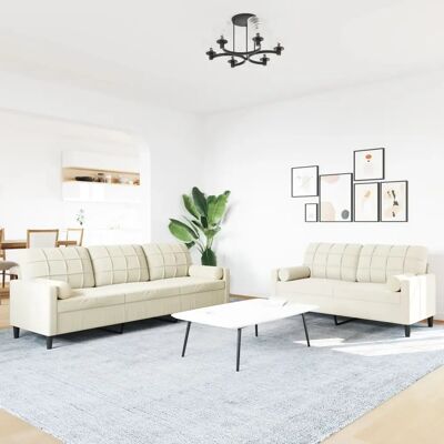 vidaXL 2-tlg. Sofagarnitur mit Samt Creme vidaXL 2-tlg. Sofagarnitur mit Samt Creme