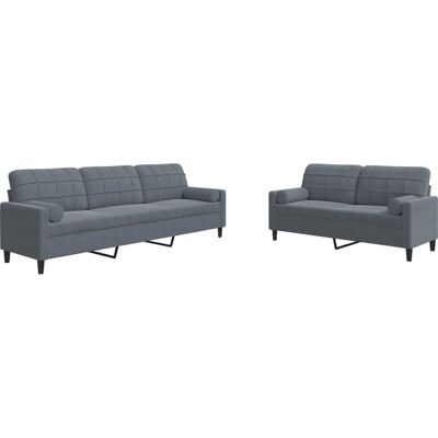 Ensemble de meubles de salon VidaXL 3278502 - Velours, Gris, 6 Places - Publicité Ensemble de meubles de salon VidaXL 3278502 - Velours, Gris, 6 Places - Publicité