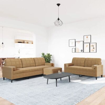 Ensemble de Canapés en Velours Marron VIDAXL - Décoration moderne - Publicité Ensemble de Canapés en Velours Marron VIDAXL - Décoration moderne - Publicité