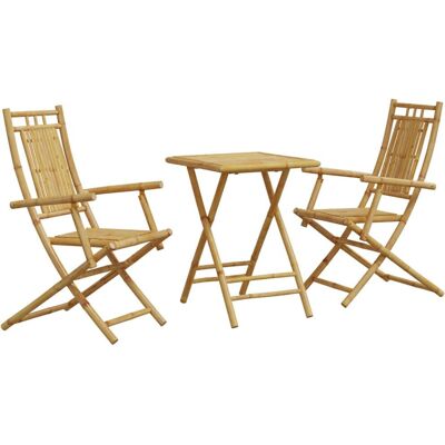 vidaXL Gartenmöbel-Set - 3-teiliges Bambus Bistro-Set vidaXL Gartenmöbel-Set - 3-teiliges Bambus Bistro-Set