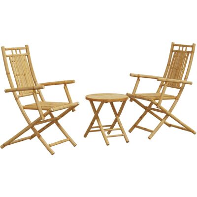 vidaXL Gartenset - Bambus 3-teilig Bistro-Set Tisch und Stühle vidaXL Gartenset - Bambus 3-teilig Bistro-Set Tisch und Stühle