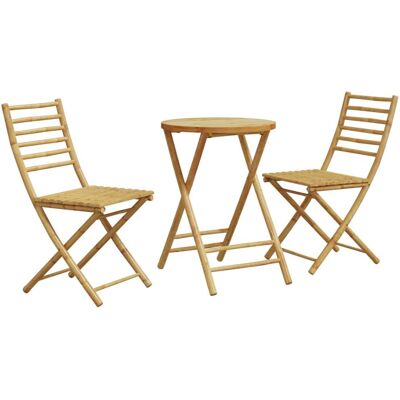 vidaXL Gartenmöbel-Set - 3-teiliges Bambus Bistro-Set vidaXL Gartenmöbel-Set - 3-teiliges Bambus Bistro-Set