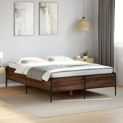 vidaXL Bettgestell Braun Eichen-Optik 150x200cm - Schlafzimmer Bettrahmen vidaXL Bettgestell Braun Eichen-Optik 150x200cm - Schlafzimmer Bettrahmen