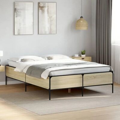 vidaXL Sonoma Eiken Bedframe - Stabiel 140x200cm vidaXL Sonoma Eiken Bedframe - Stabiel 140x200cm