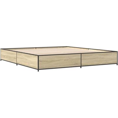 vidaXL Bed Frame Sonoma Oak 180x200 cm Black - Bed Frame vidaXL Bed Frame Sonoma Oak 180x200 cm Black - Bed Frame
