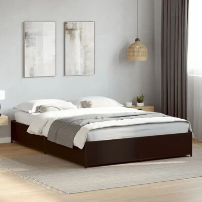 vidaXL Sänkykehys puuta ja metallia musta 140x190cm - Sänky vidaXL Sänkykehys puuta ja metallia musta 140x190cm - Sänky