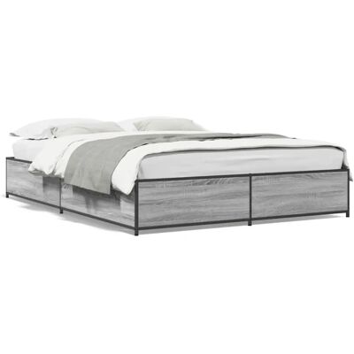 vidaXL Harmaa Sonoma Sänkyrunko - Insinööritiikki & Metalli - 135x190 cm vidaXL Harmaa Sonoma Sänkyrunko - Insinööritiikki & Metalli - 135x190 cm