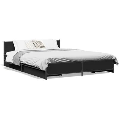 vidaXL Bettgestell mit Schubladen - Typ: Plattform, Farbe: Schwarz, Größe: 135x190 cm vidaXL Bettgestell mit Schubladen - Typ: Plattform, Farbe: Schwarz, Größe: 135x190 cm