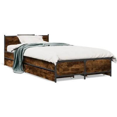 vidaXL Bettgestell mit Schubladen - 75x190 cm - Räuchereiche - Bettgestell vidaXL Bettgestell mit Schubladen - 75x190 cm - Räuchereiche - Bettgestell