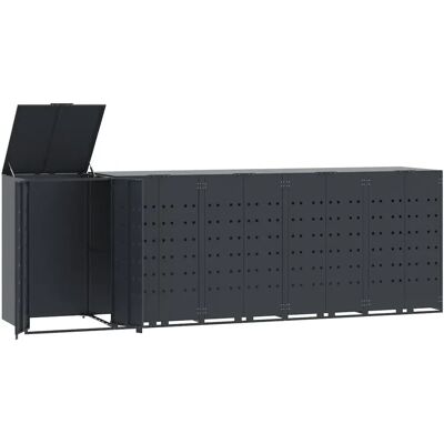 vidaXL Abri pour 5 poubelles - Acier - Anthracite - Jardin - Publicité vidaXL Abri pour 5 poubelles - Acier - Anthracite - Jardin - Publicité