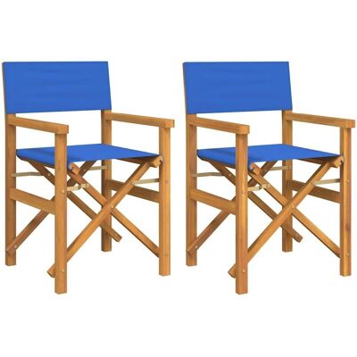 vidaXL Blue 2 pcs Outdoor Folding Director's Chairs - Outdoor Folding Chairs vidaXL Blue 2 pcs Outdoor Folding Director's Chairs - Outdoor Folding Chairs