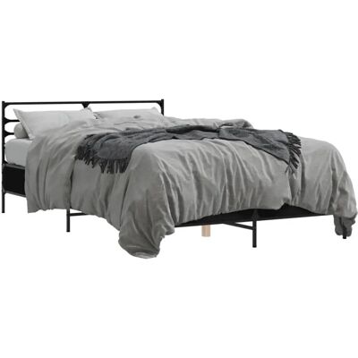 vidaXL Bettgestell - 140x190 cm - Schwarz - Holz & Metall vidaXL Bettgestell - 140x190 cm - Schwarz - Holz & Metall