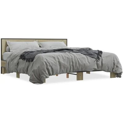 vidaXL Sonoma Eiche Bettgestell - Unterstützt 200x200 cm Matratze vidaXL Sonoma Eiche Bettgestell - Unterstützt 200x200 cm Matratze