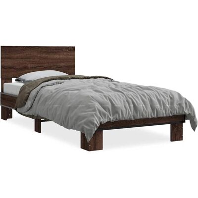 vidaXL Bettrahmen Braune Eiche - Robustes Holzgestell für 120x200 cm Matratze - Bettgestell vidaXL Bettrahmen Braune Eiche - Robustes Holzgestell für 120x200 cm Matratze - Bettgestell