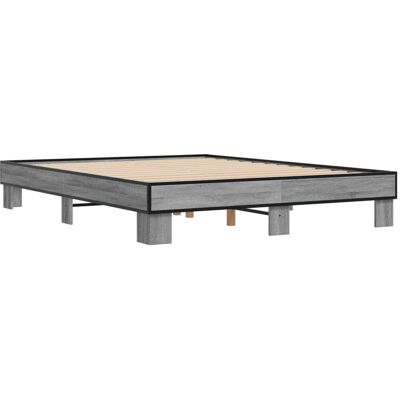 vidaXL Bettgestell Sonoma-Eiche Holzwerkstoff Und Metall 150x200 cm - Bettgestell vidaXL Bettgestell Sonoma-Eiche Holzwerkstoff Und Metall 150x200 cm - Bettgestell