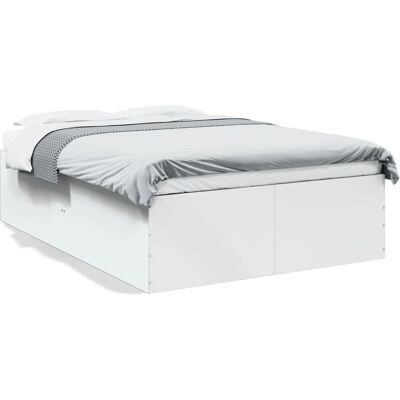 Structure de lit en bois blanc vidaXL - Support moderne pour matelas 120x200 cm - Publicité Structure de lit en bois blanc vidaXL - Support moderne pour matelas 120x200 cm - Publicité