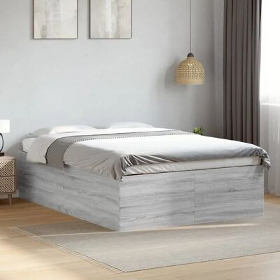 vidaXL 135x190 cm Harmaa Sonoma Sänkykehys - Kestävä, Moderni, Helppo koota vidaXL 135x190 cm Harmaa Sonoma Sänkykehys - Kestävä, Moderni, Helppo koota