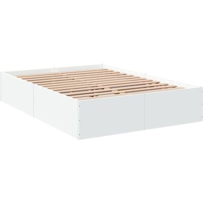 vidaXL Bed Frame White - 140x190 cm Support Modern Minimalist vidaXL Bed Frame White - 140x190 cm Support Modern Minimalist
