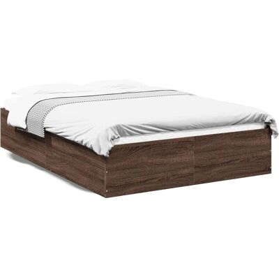 vidaXL Sänkykehys tummasta tammesta 135x190cm - Sänky - Moderni tuki vidaXL Sänkykehys tummasta tammesta 135x190cm - Sänky - Moderni tuki