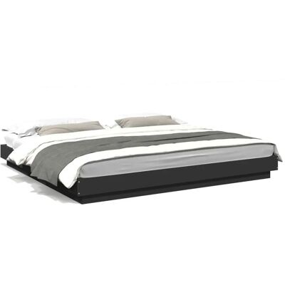 vidaXL Schwarzes 200x200 cm Bettgestell mit LED-Lichtern - Bett vidaXL Schwarzes 200x200 cm Bettgestell mit LED-Lichtern - Bett