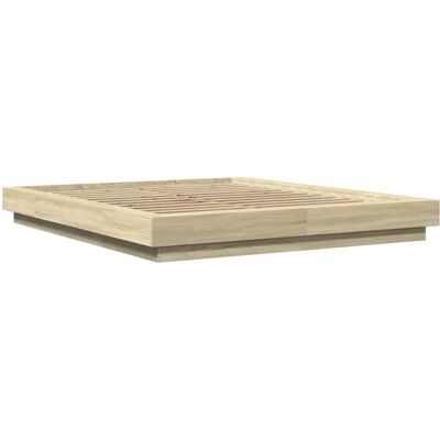 vidaXL Sonoma Oak Bed Frame with LED Lights - Bed Base for 160x200 cm Mattress vidaXL Sonoma Oak Bed Frame with LED Lights - Bed Base for 160x200 cm Mattress