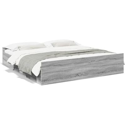 vidaXL Grey Sonoma Bed Frame with Drawers - Bed Type vidaXL Grey Sonoma Bed Frame with Drawers - Bed Type