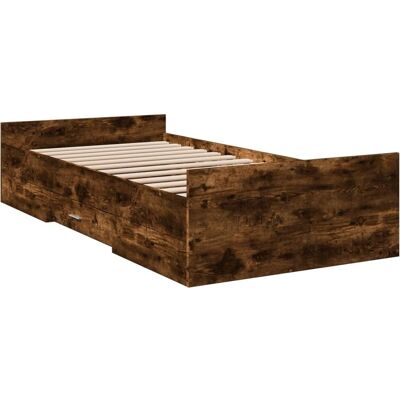 Cama con Cajones de Roble Ahumado vidaXL - 90x190 cm Cama con Cajones de Roble Ahumado vidaXL - 90x190 cm