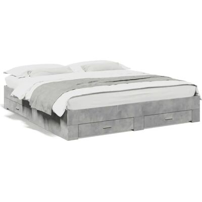 vidaXL Grijze Bedframe met Laden - 200x200 cm - Bedtype vidaXL Grijze Bedframe met Laden - 200x200 cm - Bedtype