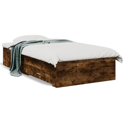 vidaXL Bettgestell mit Schubladen - Bettart: Einzelbett - Räuchereiche - 75x190 cm - Schlafzimmermöbel vidaXL Bettgestell mit Schubladen - Bettart: Einzelbett - Räuchereiche - 75x190 cm - Schlafzimmermöbel