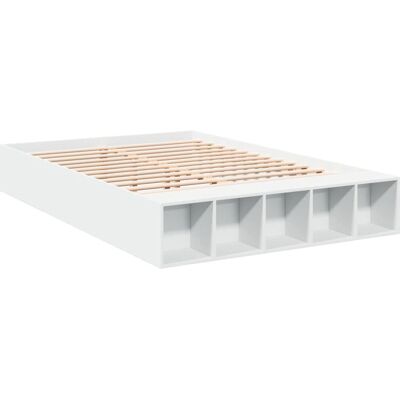 vidaXL Bettgestell - Weiß - 150x200 cm - Langlebiges Holzwerkstoff vidaXL Bettgestell - Weiß - 150x200 cm - Langlebiges Holzwerkstoff